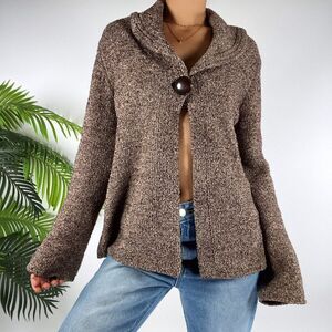 Women's Vintage 90s Fairy Grunge Granola Open Belly Cardigan Mottled Sweater /L
